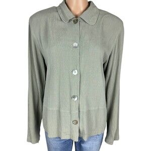Clio Womens Vintage Shirt Crinkle Texture Long Sleeve Button Down Size L